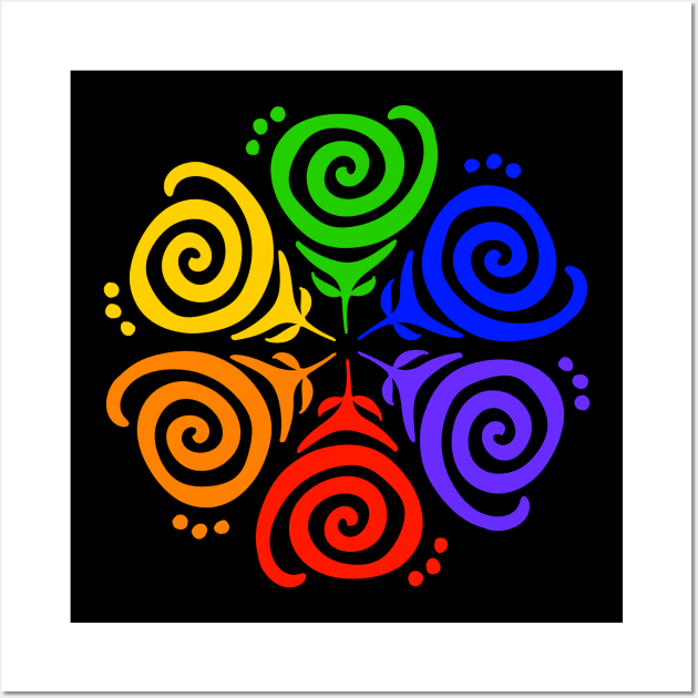Rainbow Flower Mandala Wall Art by Slightly Unhinged